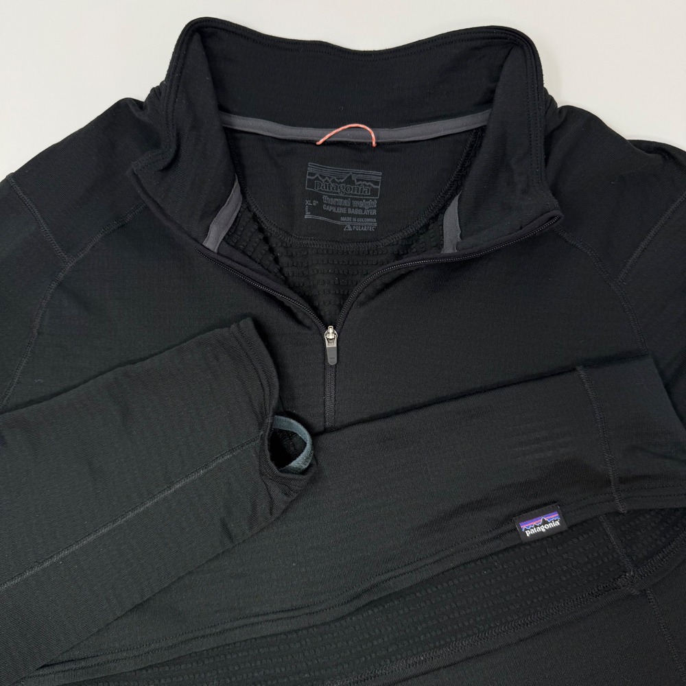 Patagonia Mens Capilene Thermal Weight Zip-Neck Black Polartec Large 43657